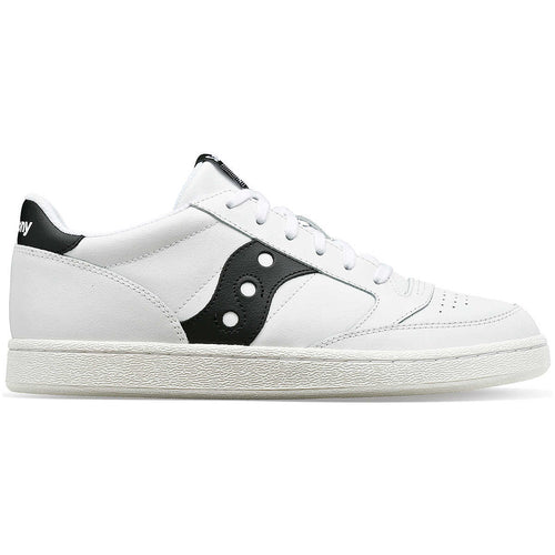 Jazz Court PU Blanc Noir – vue latérale : sneaker contrastée noir/blanc