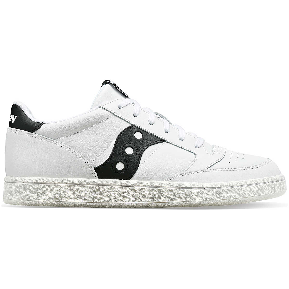 Jazz Court PU Blanc Noir – vue latérale : sneaker contrastée noir/blanc