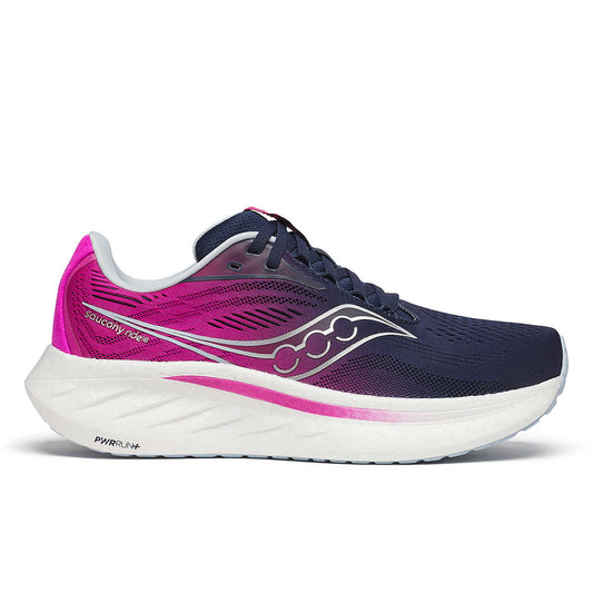 Saucony Ride 18 Femme Navy Fuchsia – vue running