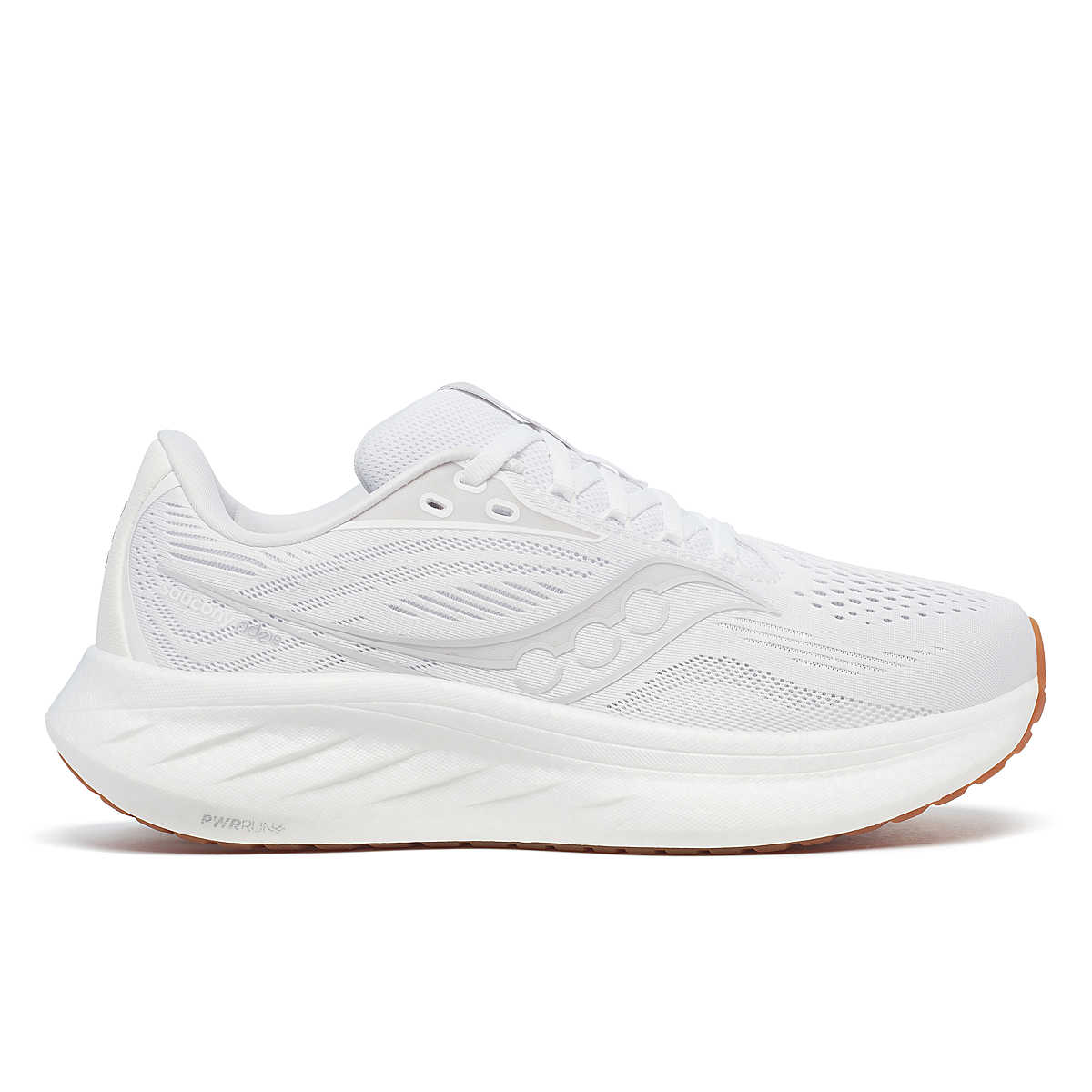 Saucony Ride 18 Femme White Gum – silhouette moderne