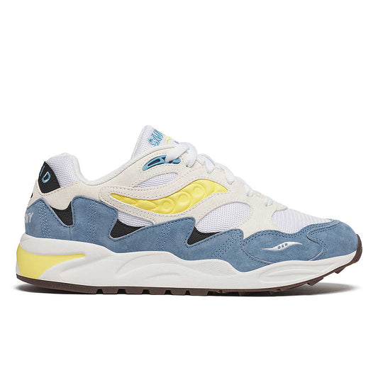 Grid Shadow 2 Blanc Bleu – sneaker rétro Saucony à accents bleus