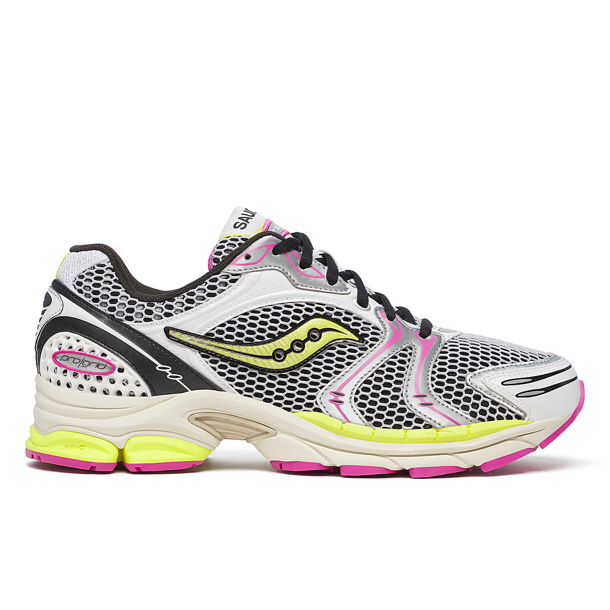 Saucony ProGrid Triumph 4 Blanc Fluo – sneaker rétro avec détails néon