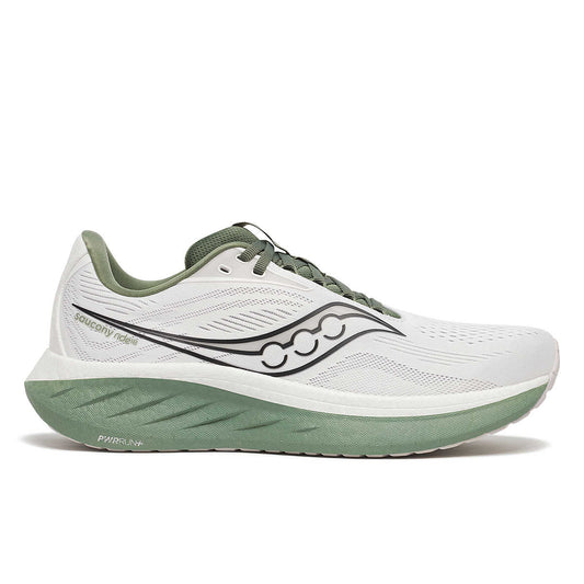 Saucony Ride 18 White Olivine vue latérale